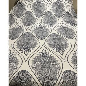Pottery Barn Cassidy Medallion Full Queen Size Duvet Cover Cotton Navy White
